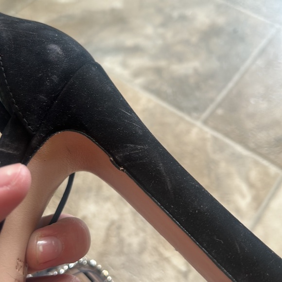 Schutz Black Bling Jayda Platform Suede Heels 9.5 - Picture 16 of 16